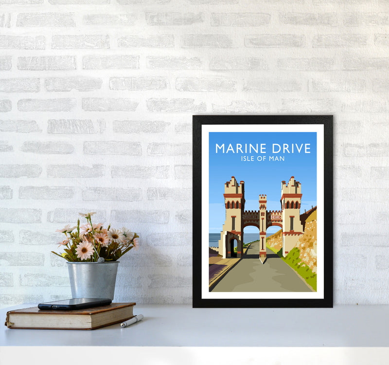 Marine Drive portrait Travel Art Print by Richard O'Neill A3 White Frame