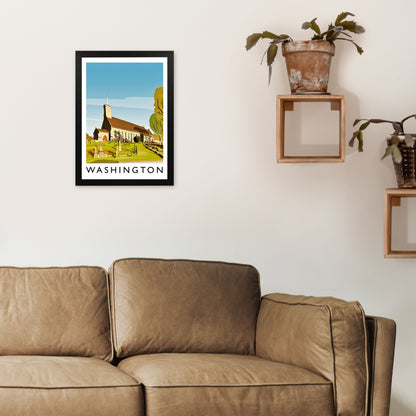 Washington Portrait Travel Art Print by Richard O'Neill A3 White Frame