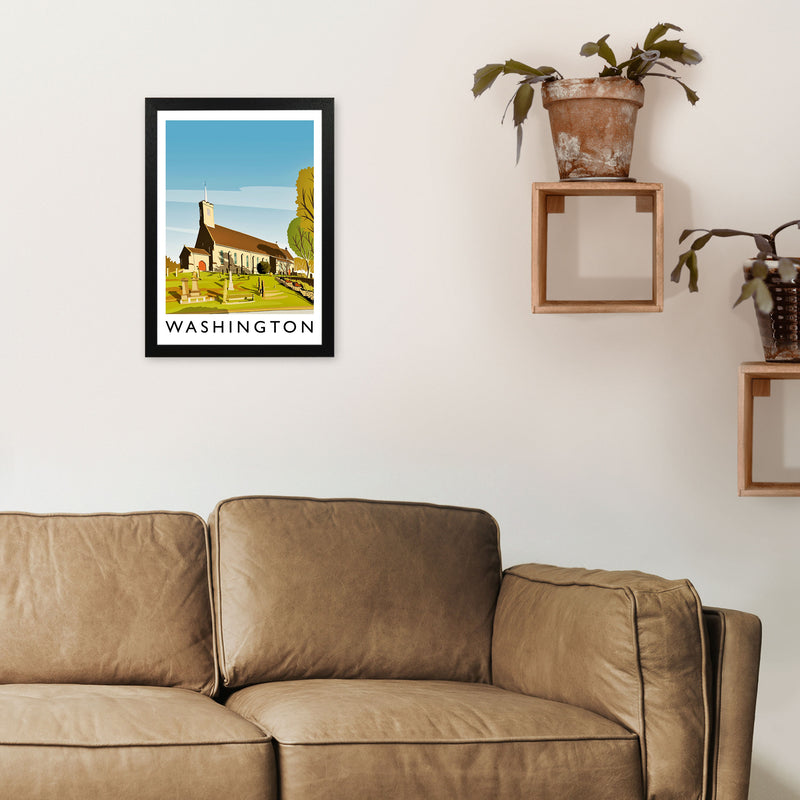 Washington Portrait Travel Art Print by Richard O'Neill A3 White Frame