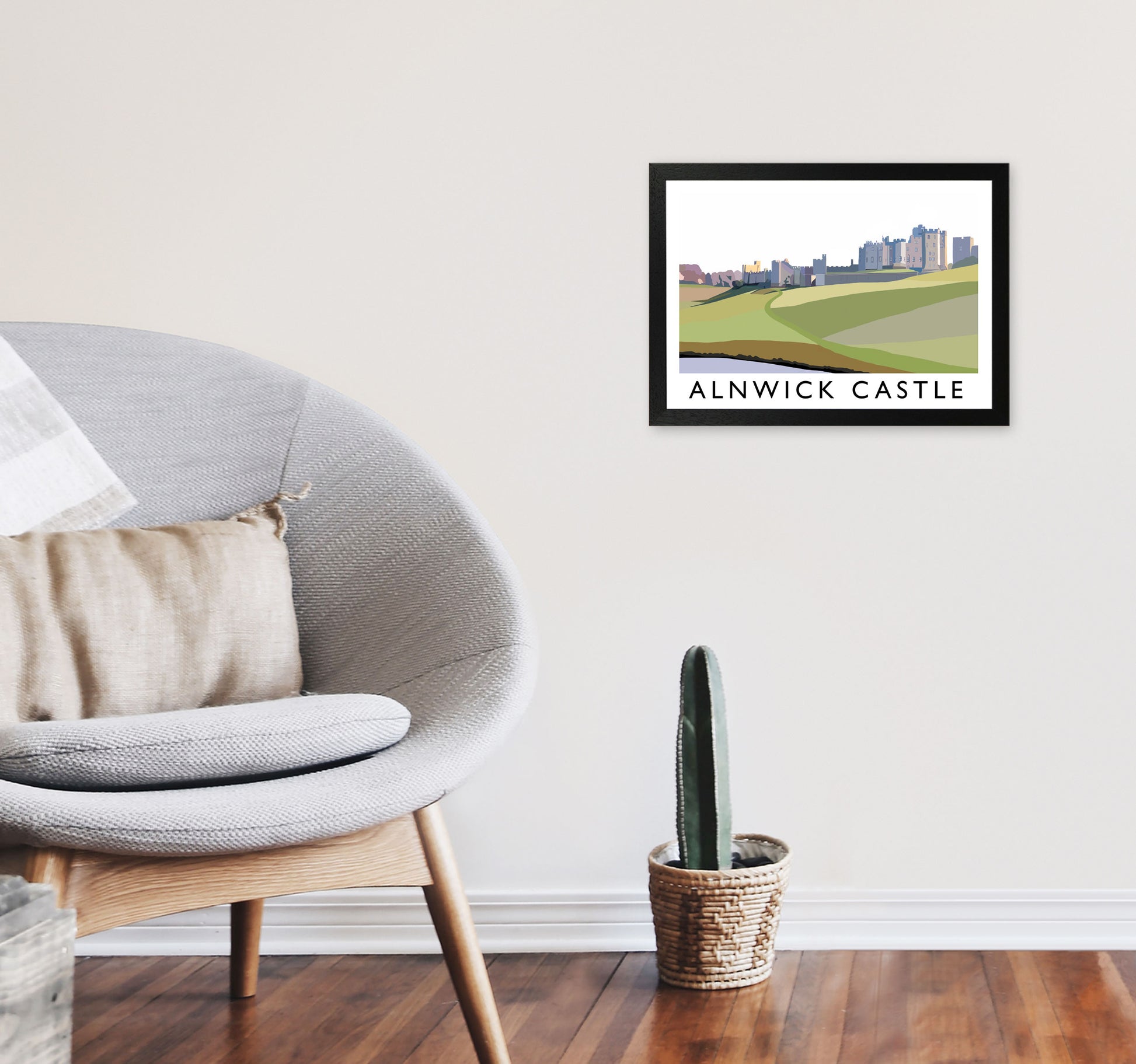 Alnwick Castle Framed Digital Art Print by Richard O'Neill A3 White Frame