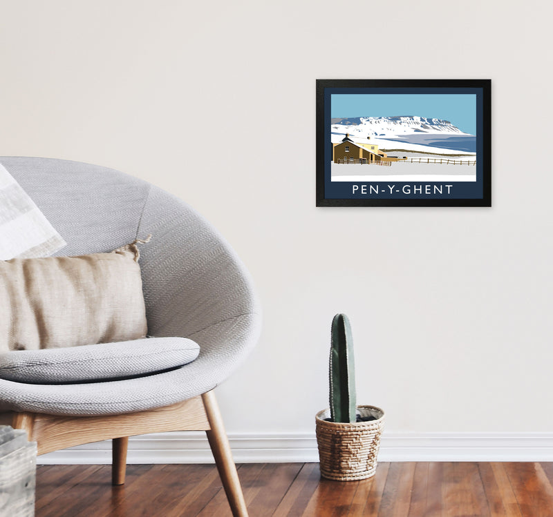 Pen-Y-Ghent by Richard O'Neill Yorkshire Art Print, Vintage Travel Poster A3 White Frame