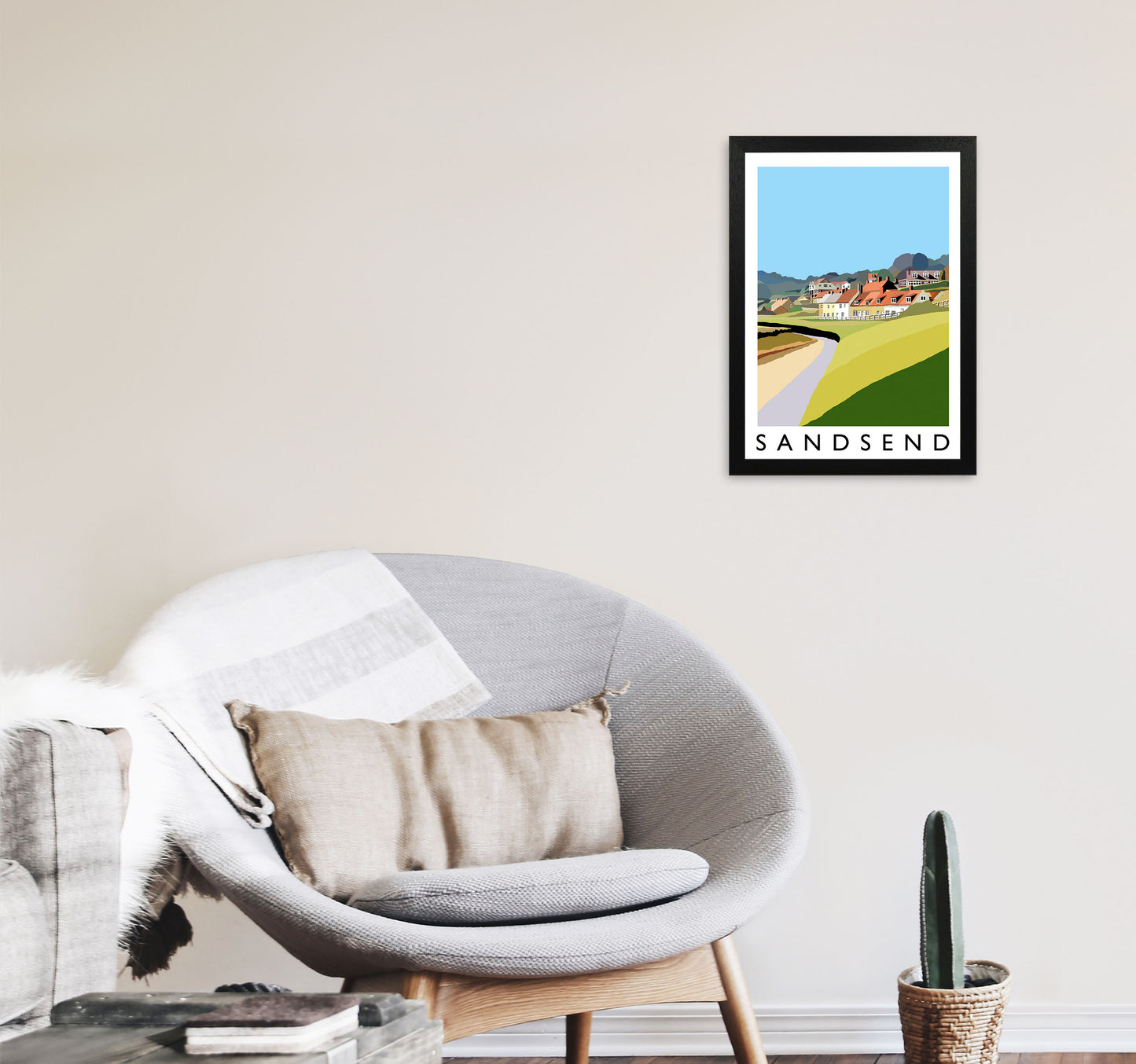 Sandsend Art Print by Richard O'Neill A3 White Frame
