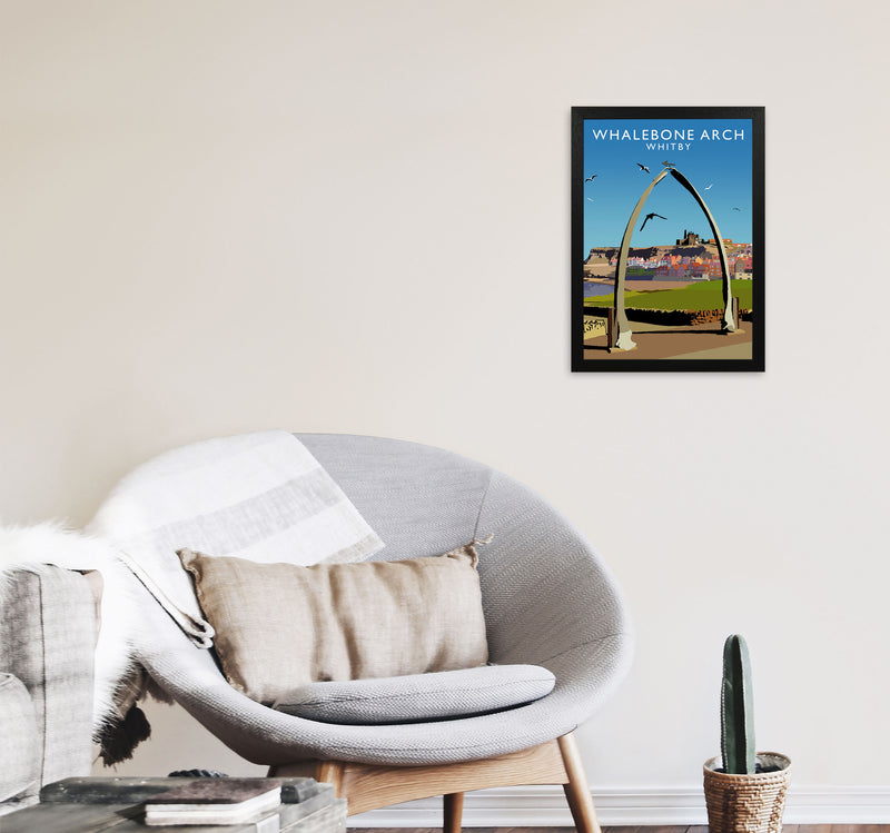 Whalebone Arch Whitby Art Print by Richard O'Neill A3 White Frame