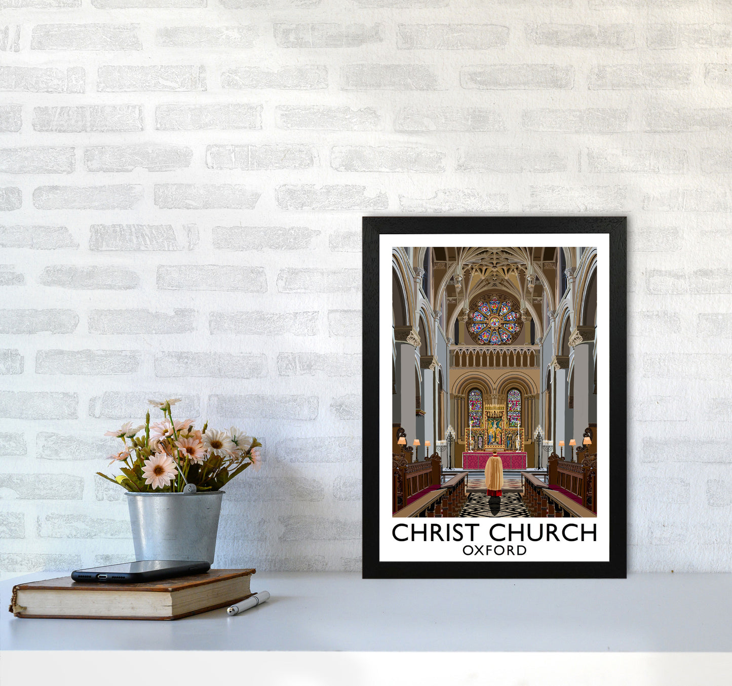 Christ Church Oxford by Richard O'Neill A3 White Frame