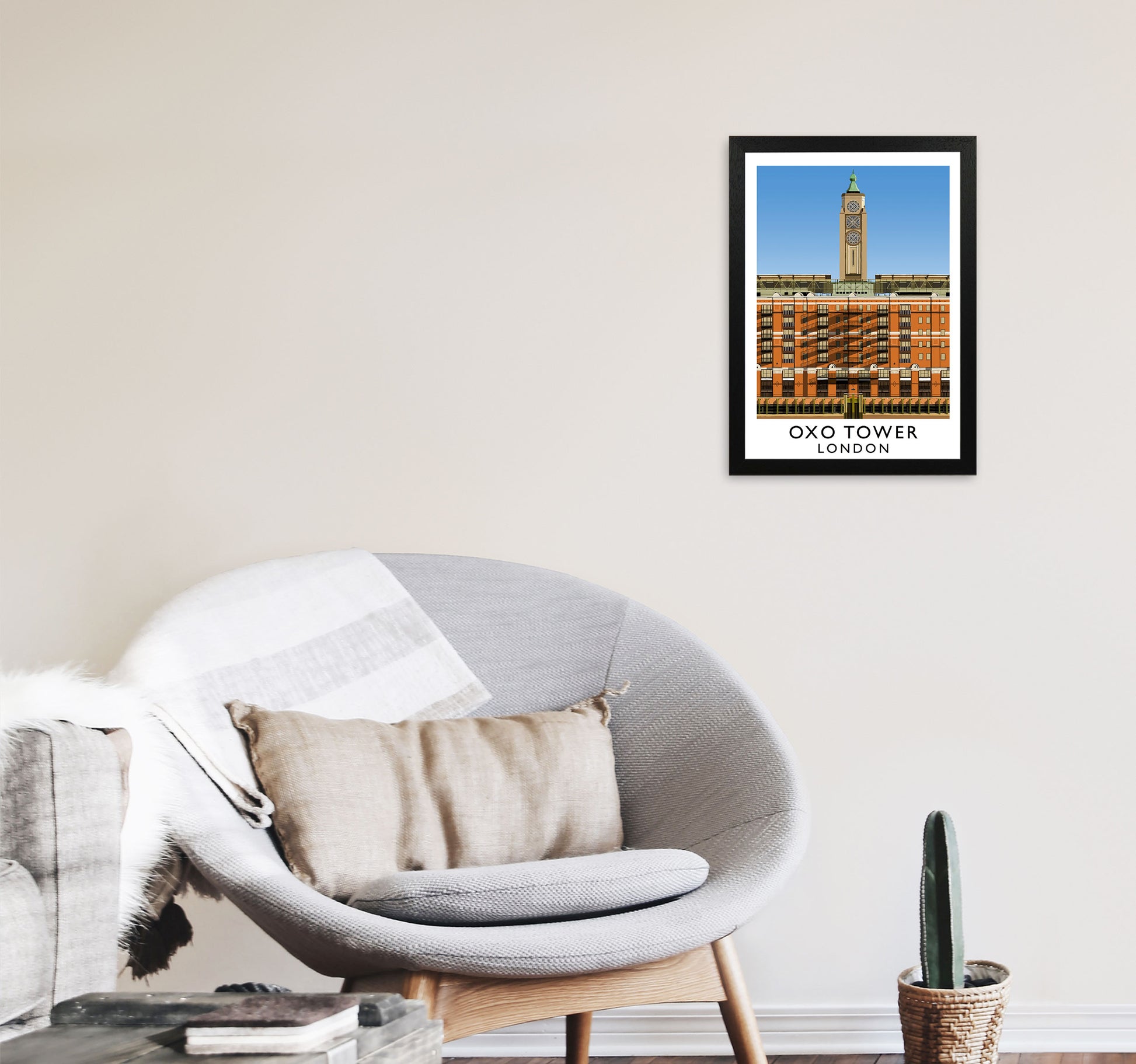 Oxo Tower by Richard O'Neill A3 White Frame