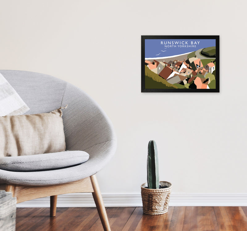 Runswick Bay North Yorkshire Art Print by Richard O'Neill A3 White Frame