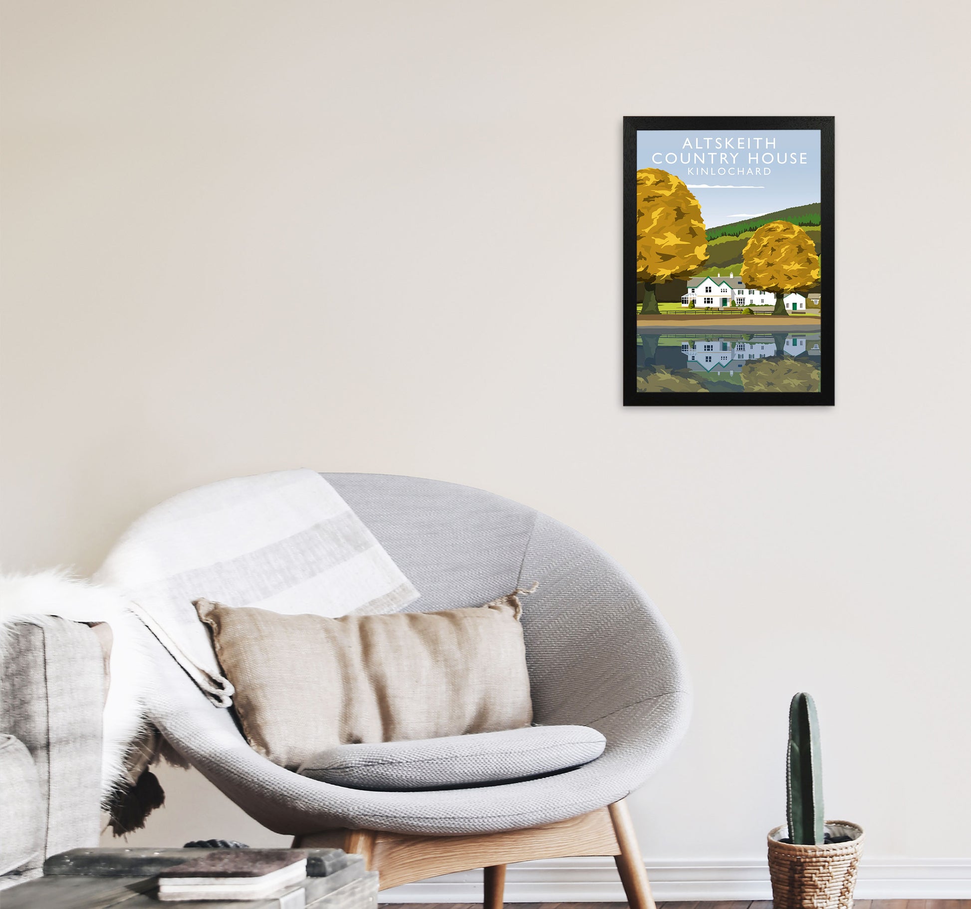 Altskeith Country House (Portrait) by Richard O'Neill A3 White Frame