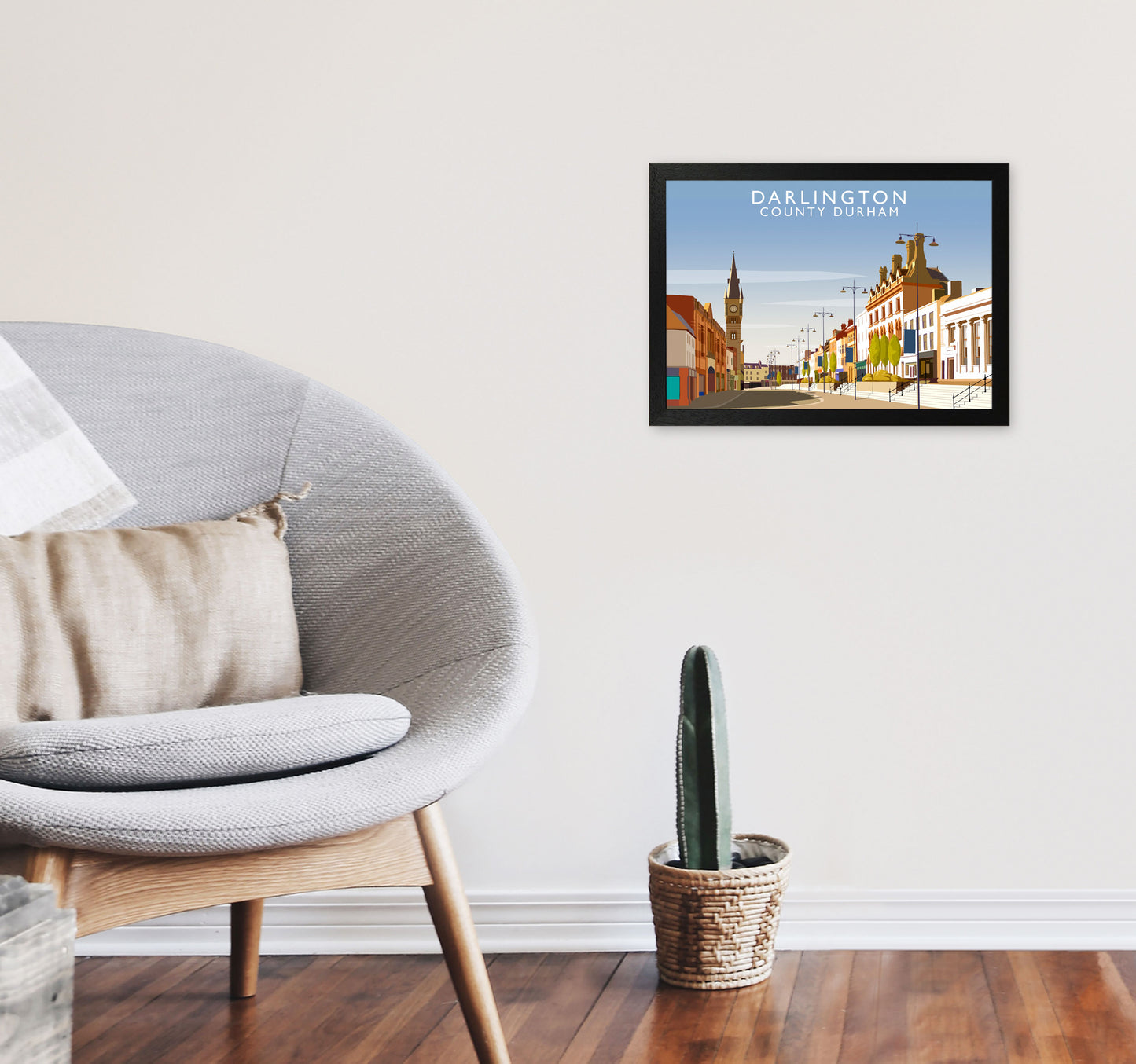 Darlington (Landscape) by Richard O'Neill A3 White Frame
