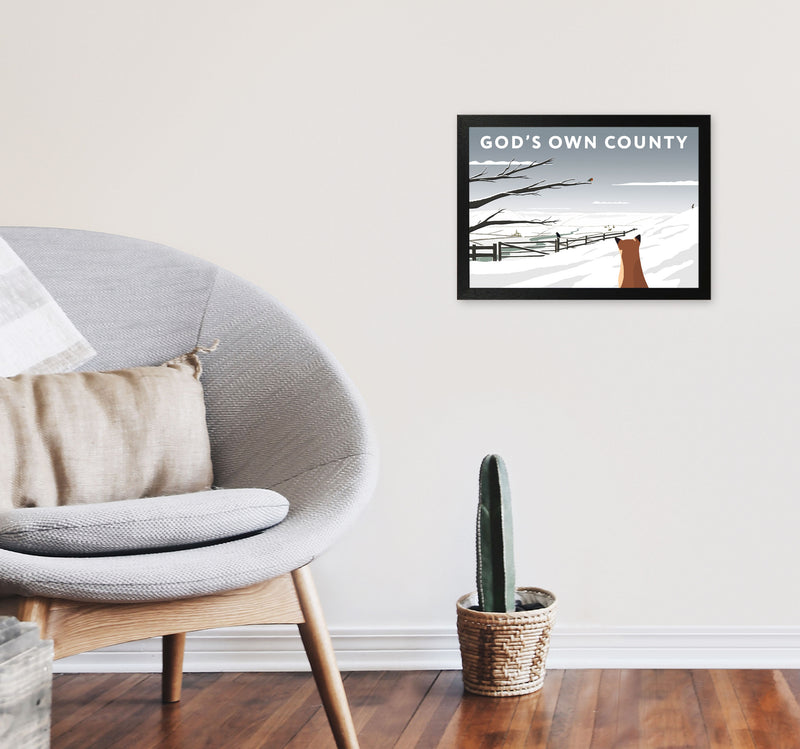 Gods Own County Snow by Richard O'Neill A3 White Frame
