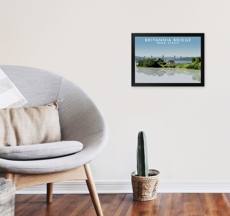 Britannia Bridge Art Print by Richard O'Neill A3 White Frame