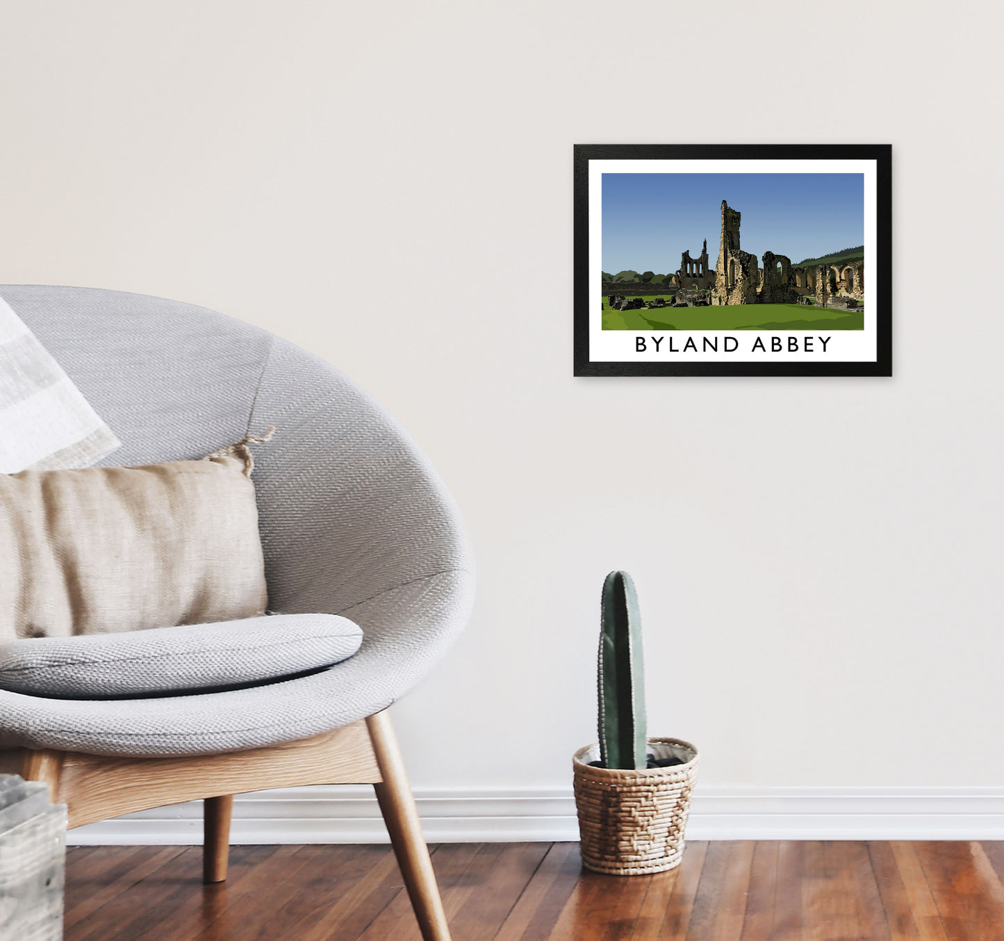 Byland Abbey by Richard O'Neill A3 White Frame