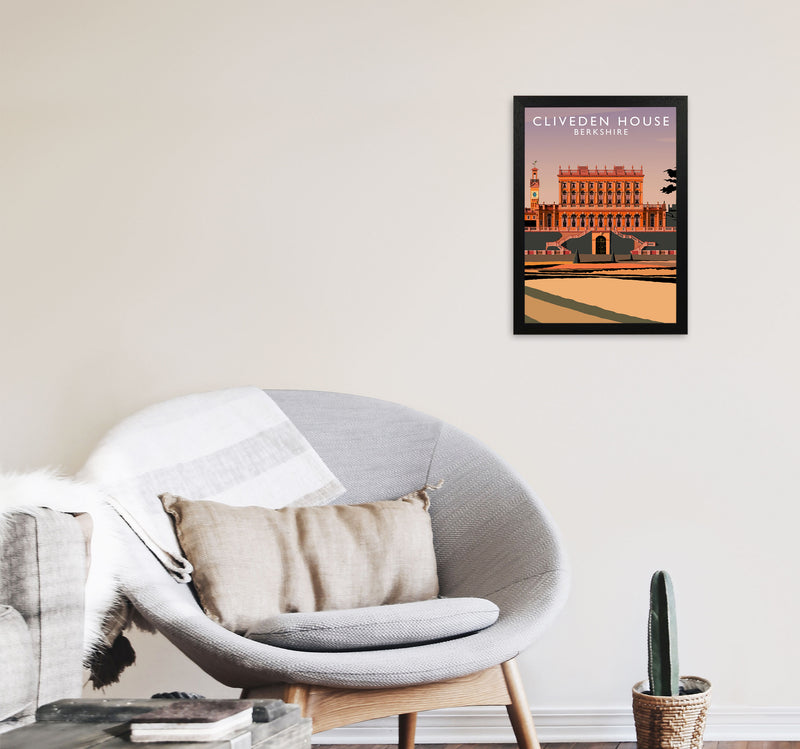 Cliveden House Portrait by Richard O'Neill A3 White Frame
