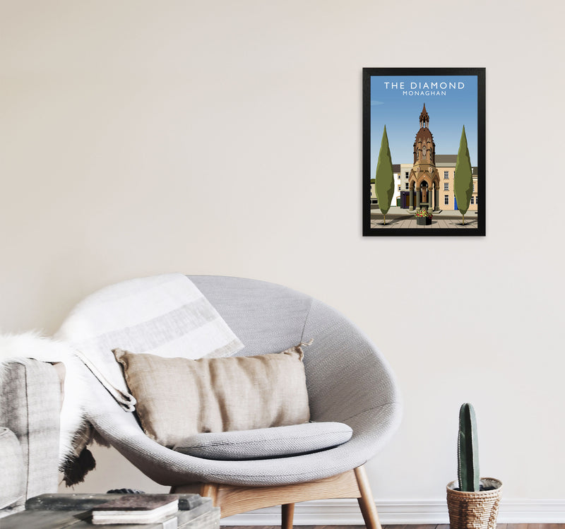 The Diamond Monaghan Travel Art Print by Richard O'Neill, Framed Wall Art A3 White Frame