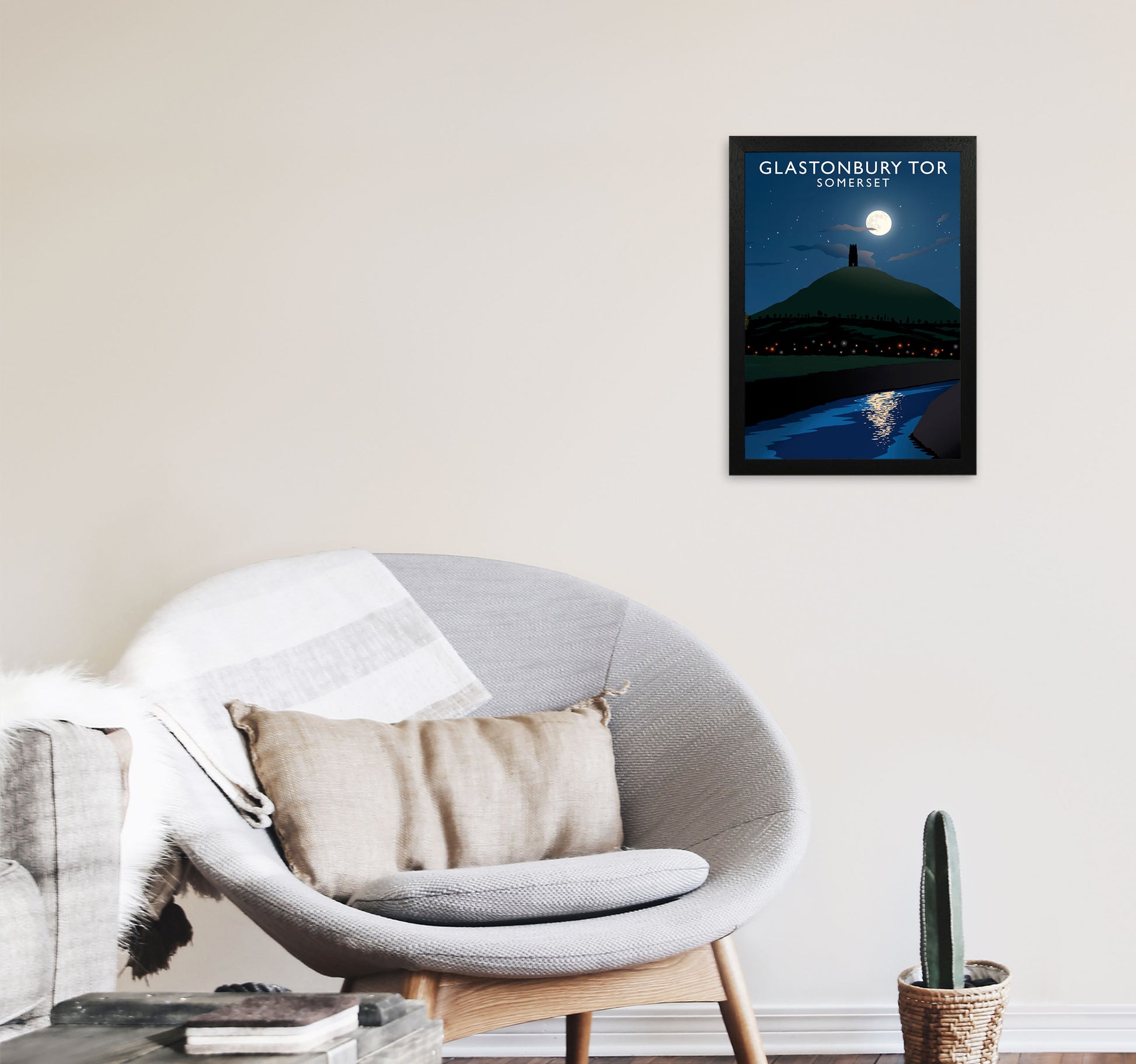 Glastonbury Tor Somerset Framed Digital Art Print by Richard O'Neill A3 White Frame