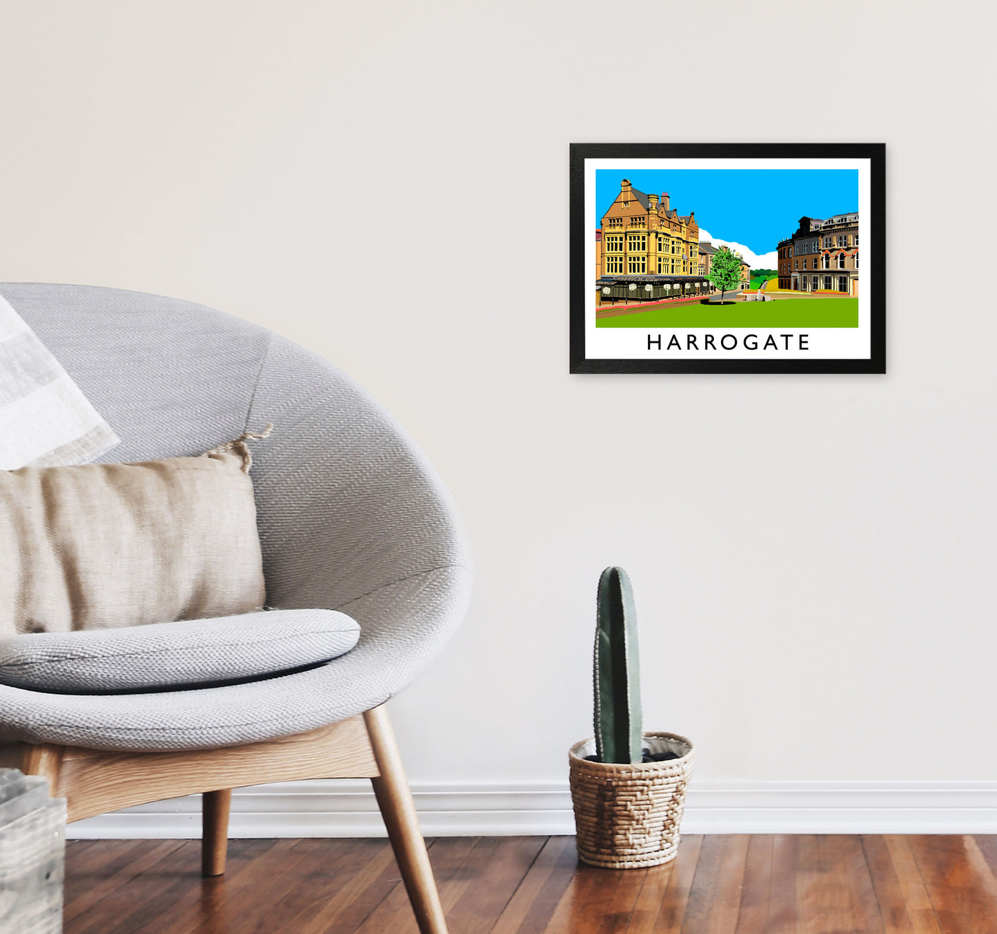 Harrogate Travel Art Print by Richard O'Neill, Framed Wall Art A3 White Frame