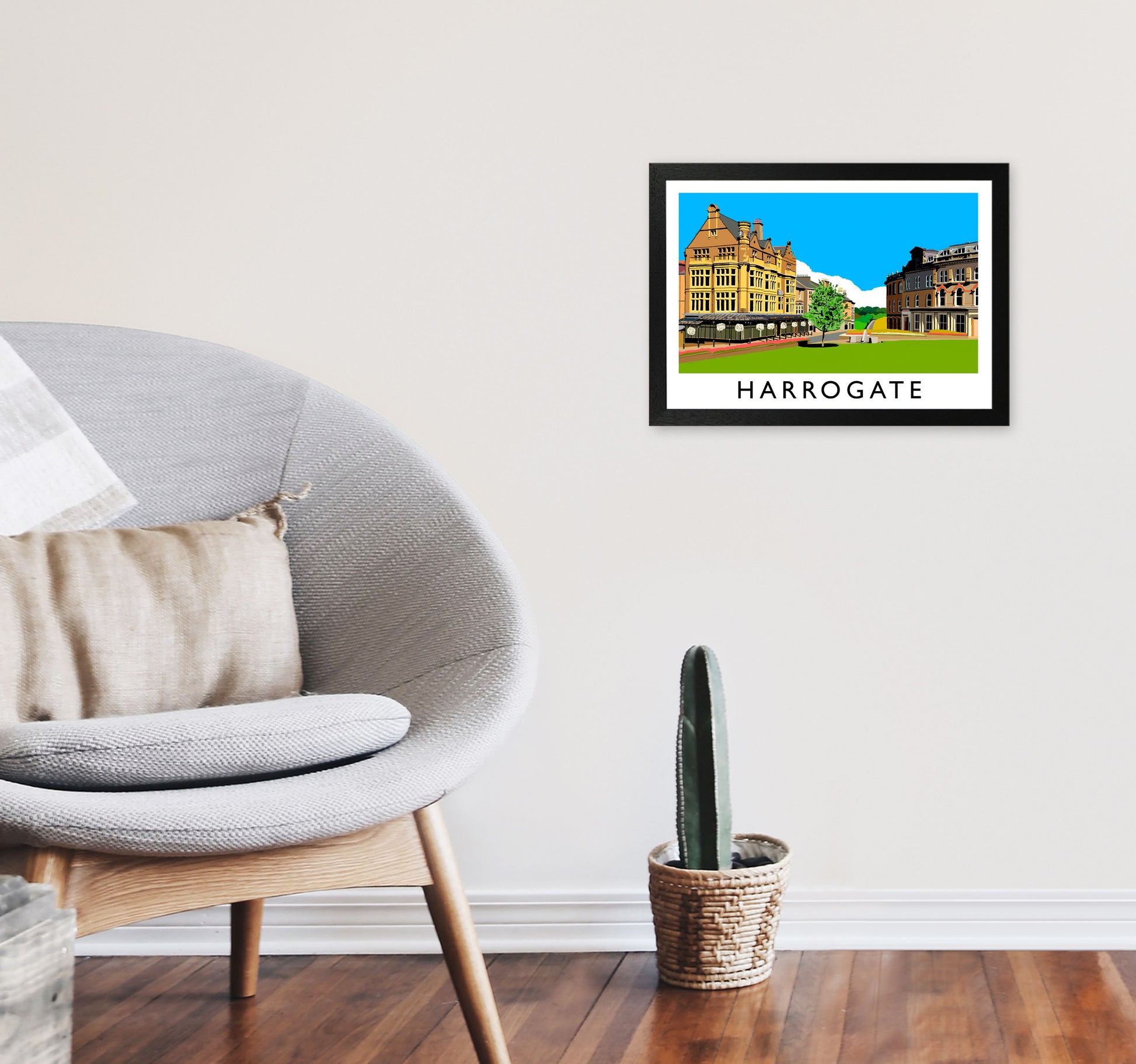Harrogate Travel Art Print by Richard O'Neill, Framed Wall Art A3 White Frame