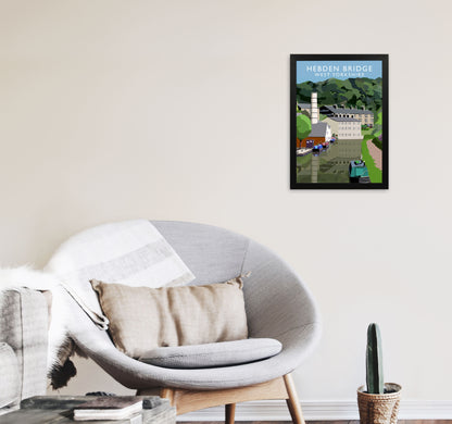 Hebden Bridge West Yorkshire Travel Art Print by Richard O'Neill A3 White Frame