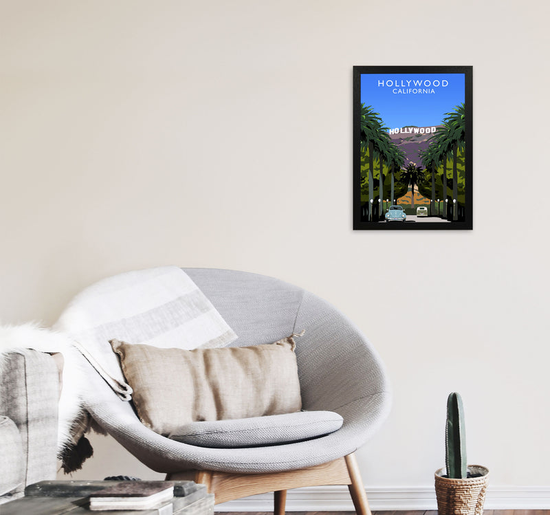 Hollywood California Travel Art Print by Richard O'Neill, Framed Wall Art A3 White Frame