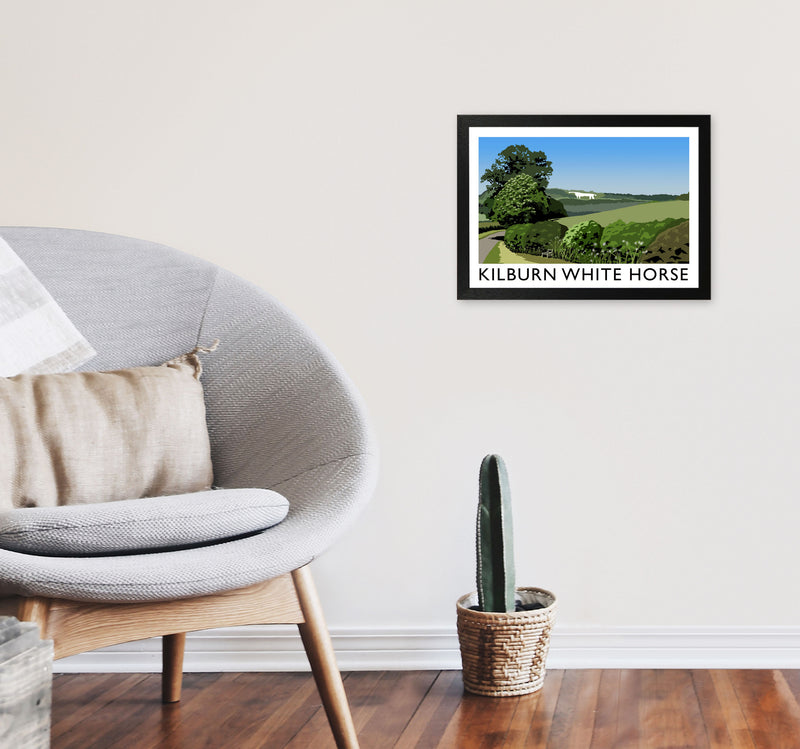 Kilburn White Horse Framed Digital Art Print by Richard O'Neill A3 White Frame