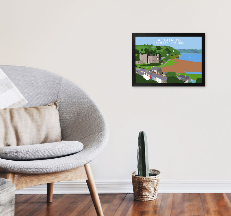 Laugharne Art Print by Richard O'Neill, Framed Wall Art A3 White Frame