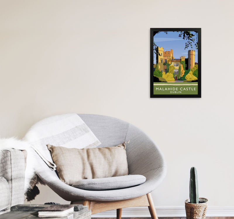 Malahide Castle Dublin Travel Art Print by Richard O'Neill, Framed Wall Art A3 White Frame