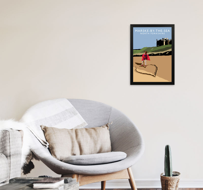 Marske-By-The-Sea North Yorkshire Travel Art Print by Richard O'Neill A3 White Frame