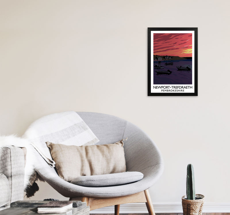 Newport Trefdraeth Pembrokeshire Travel Art Print by Richard O'Neill A3 White Frame