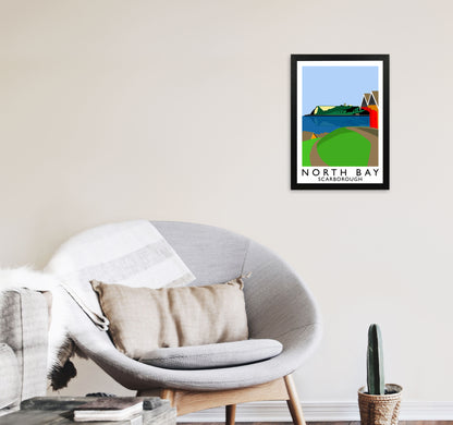 North Bay Scarborough Travel Art Print by Richard O'Neill, Framed Wall Art A3 White Frame