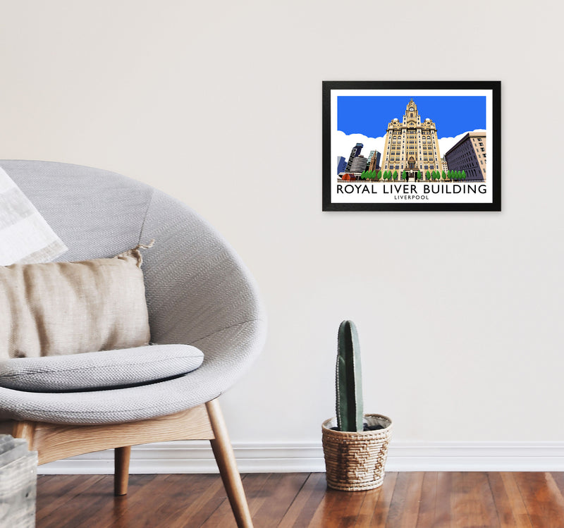 Royal Liver Building Liverpool Travel Art Print by Richard O'Neill A3 White Frame