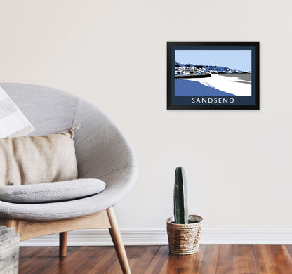 Sandsend Travel Art Print by Richard O'Neill, Framed Wall Art A3 White Frame