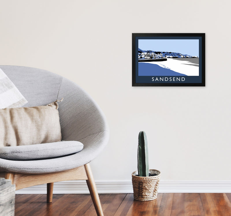 Sandsend Travel Art Print by Richard O'Neill, Framed Wall Art A3 White Frame
