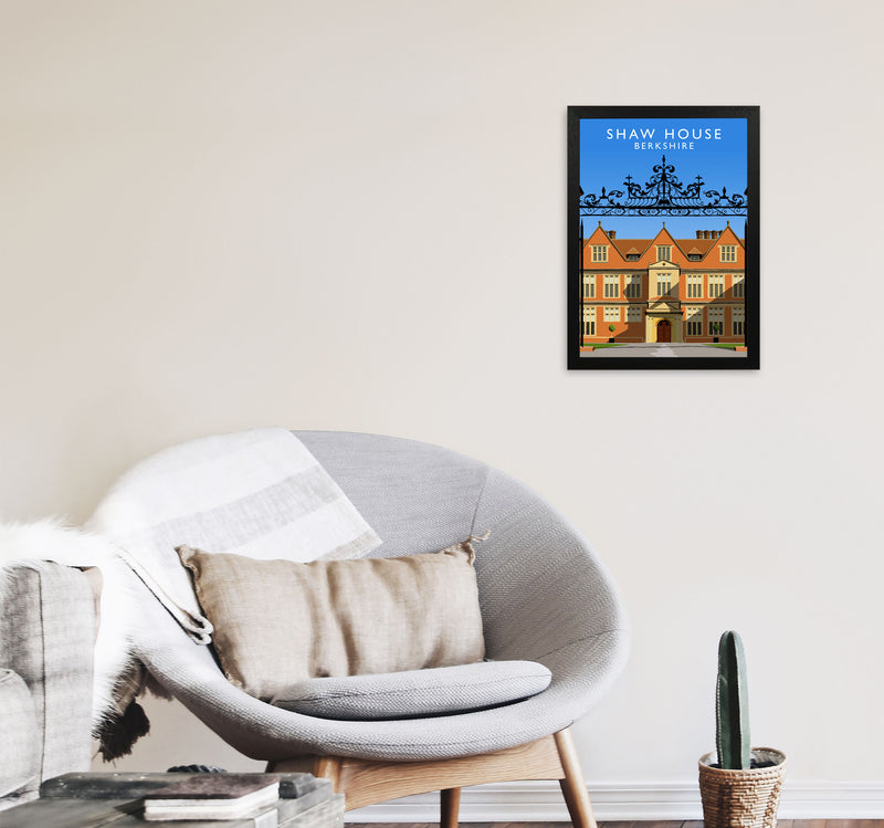 Shaw House Berkshire Travel Art Print by Richard O'Neill, Framed Wall Art A3 White Frame