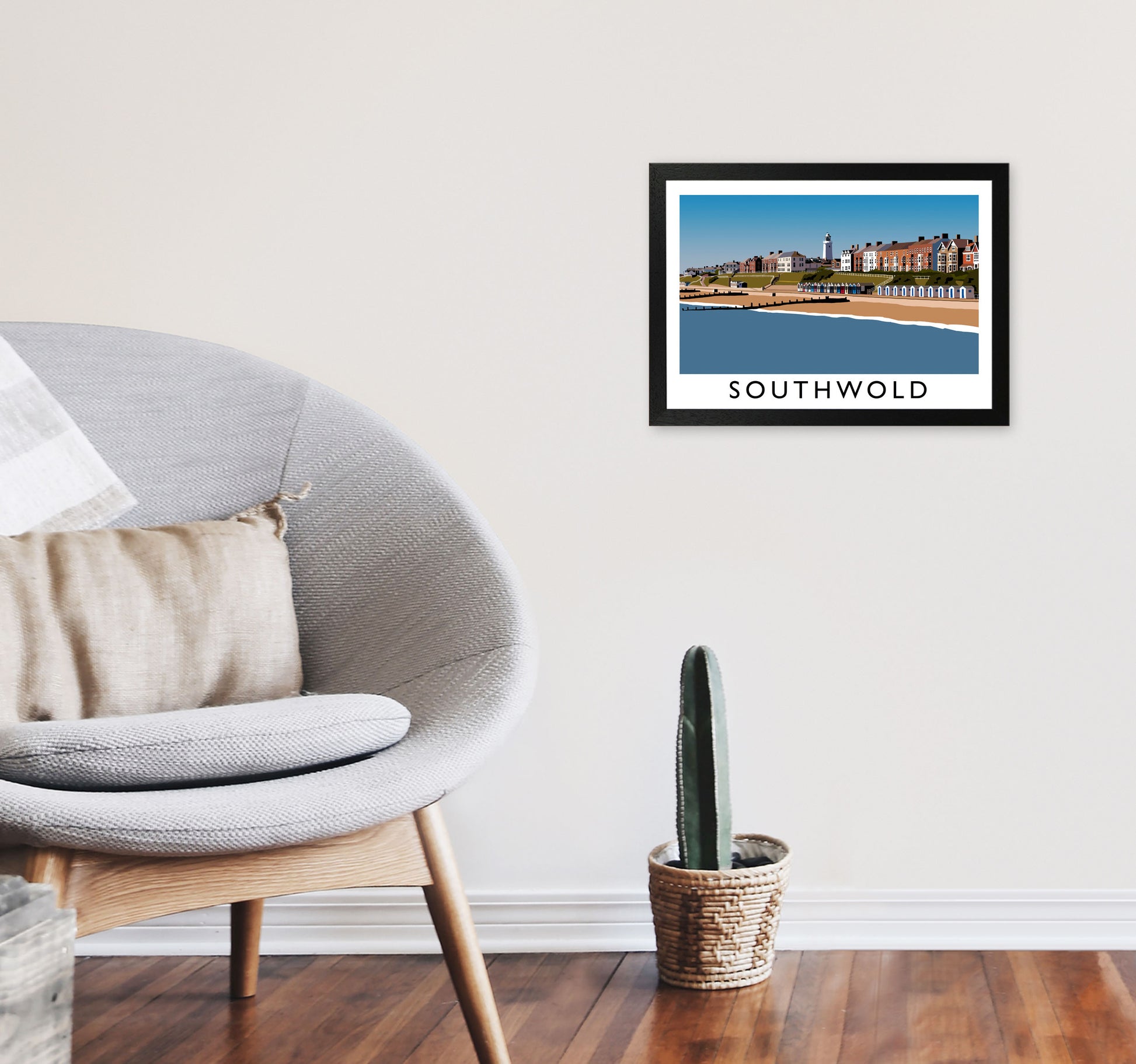 Southwold Framed Digital Art Print by Richard O'Neill A3 White Frame