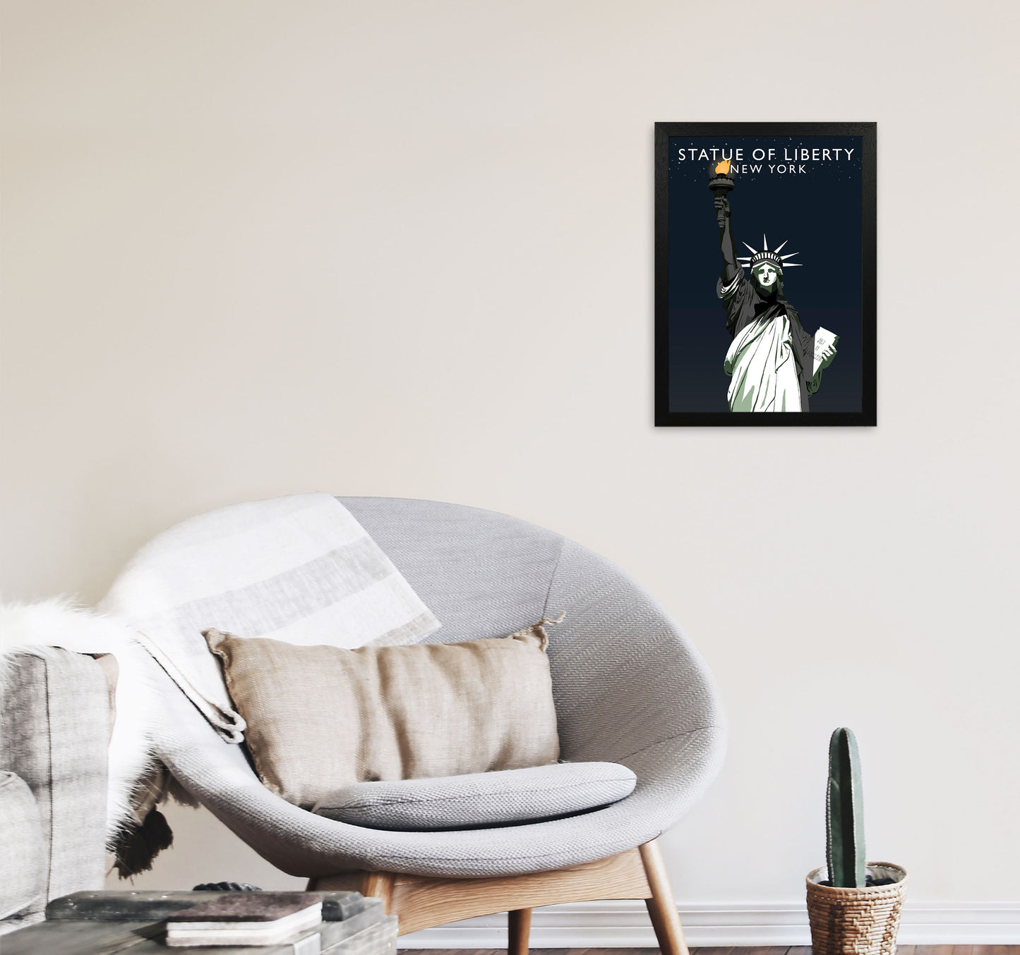 Statue of Liberty New York Art Print by Richard O'Neill A3 White Frame