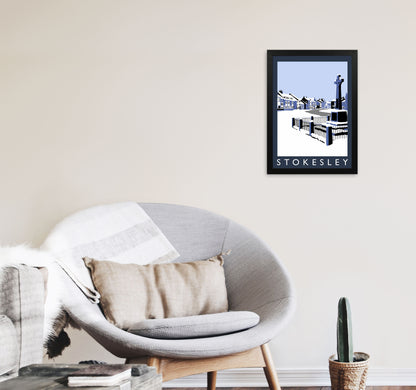 Stokesley In Snow Portrait by Richard O'Neill A3 White Frame