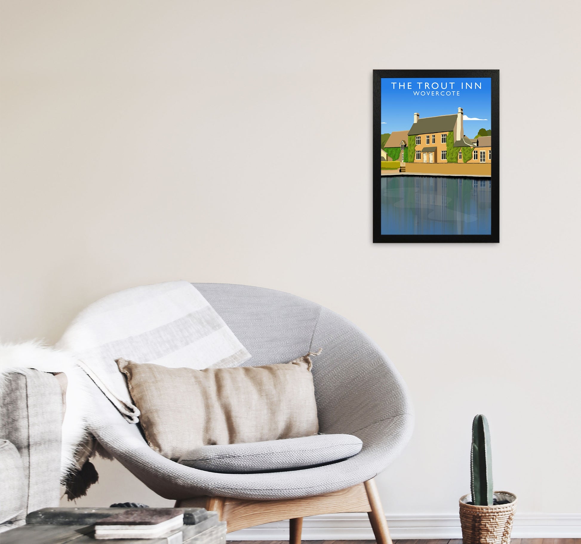 The Trout Inn Wolvercote Travel Art Print by Richard O'Neill A3 White Frame