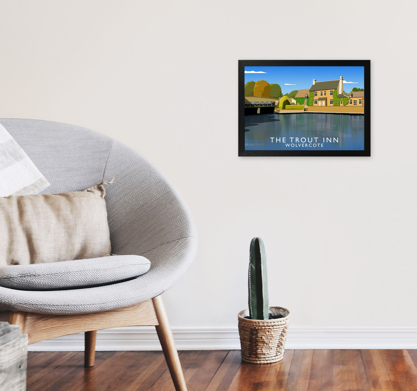 The Trout Inn Wolvercote Travel Art Print by Richard O'Neill A3 White Frame