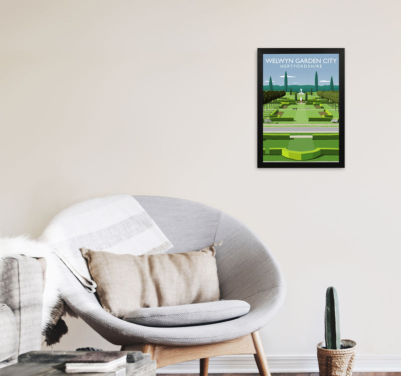 Welwyn Garden City Hertfordshire Travel Art Print by Richard O'Neill A3 White Frame