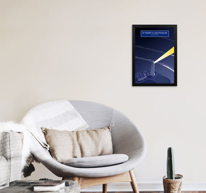 St Mary's Lighthouse Whitley Bay Framed Art Print by Richard O'Neill A3 White Frame