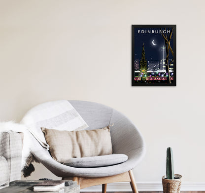 Edinburgh Night Portrait by Richard O'Neill A3 White Frame