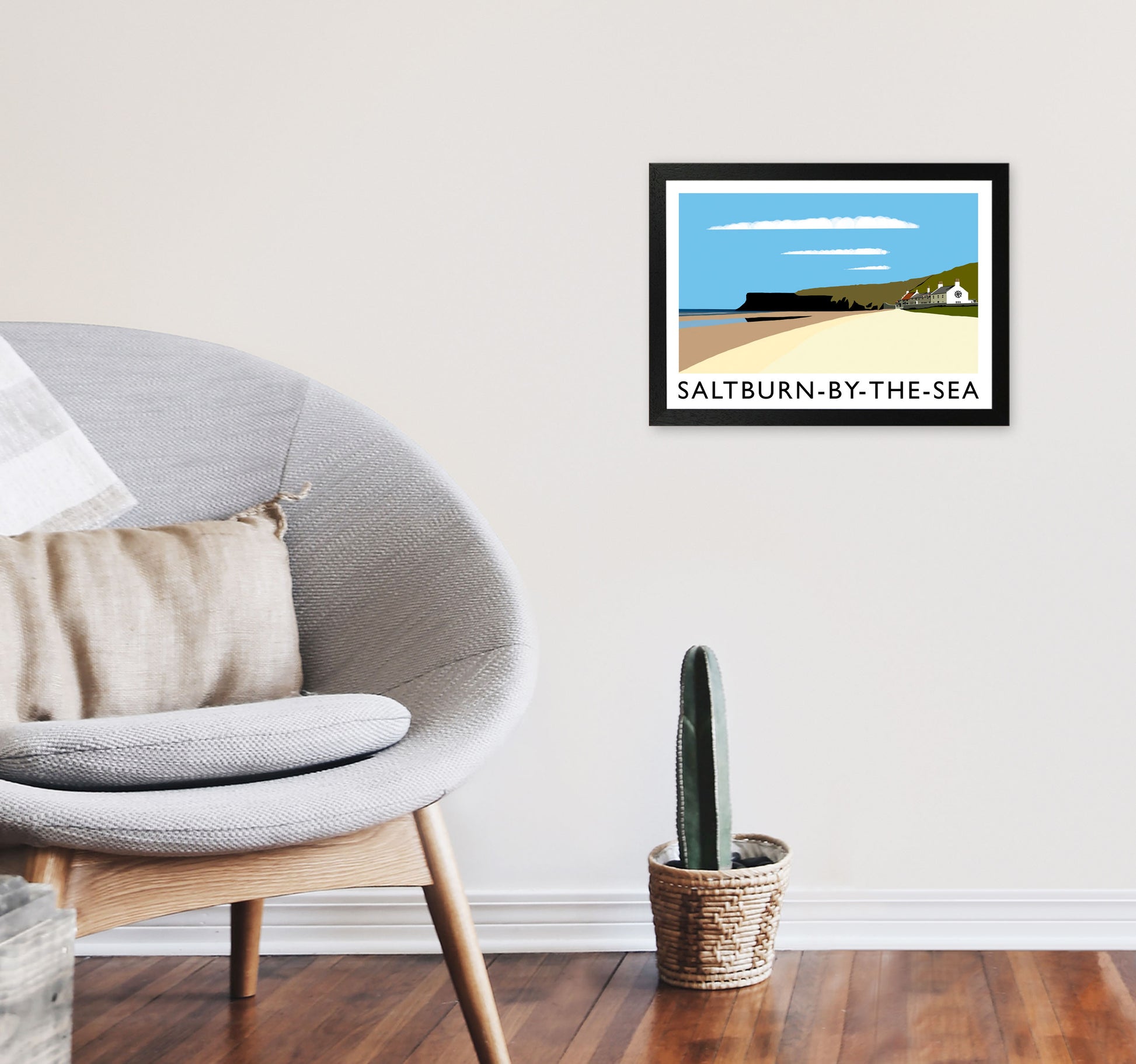 Saltburn-by-the-sea by Richard O'Neill A3 White Frame