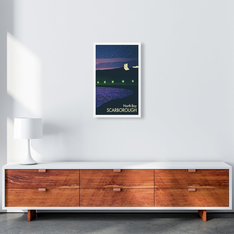 North Bay, Scarborough (Night) Portrait Art Print by Richard O'Neill A3 Canvas
