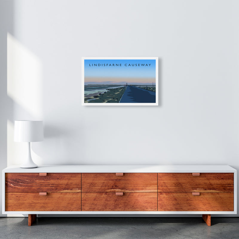 Lindisfarne Causeway Travel Art Print by Richard O'Neill A3 Canvas