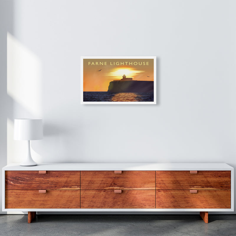Farne Lighthouse Travel Art Print by Richard O'Neill A3 Canvas