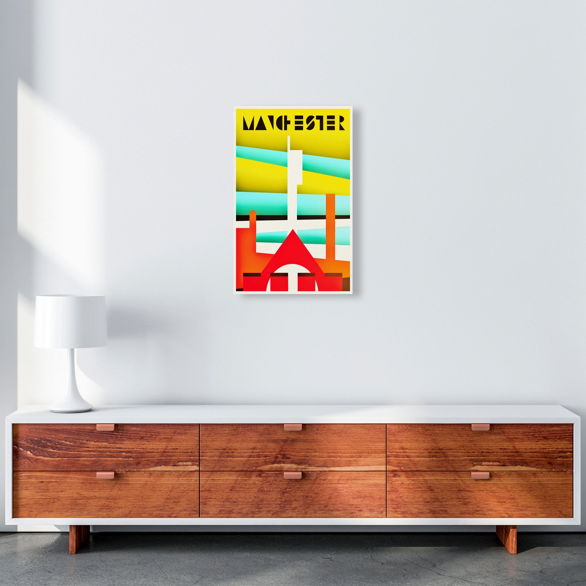 Manchester Travel Art Print by Richard O'Neill A3 Canvas