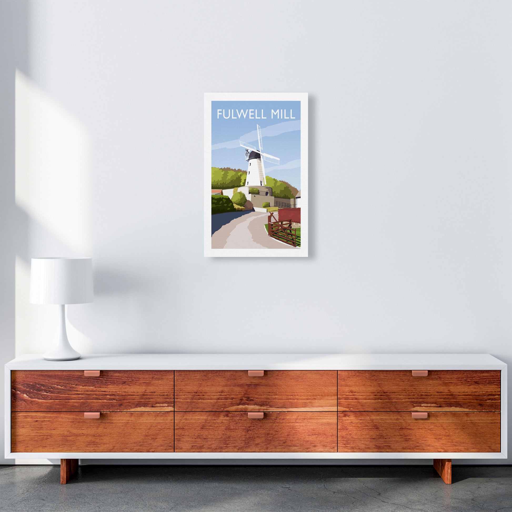 Fulwell Mill Travel Art Print by Richard O'Neill A3 Canvas