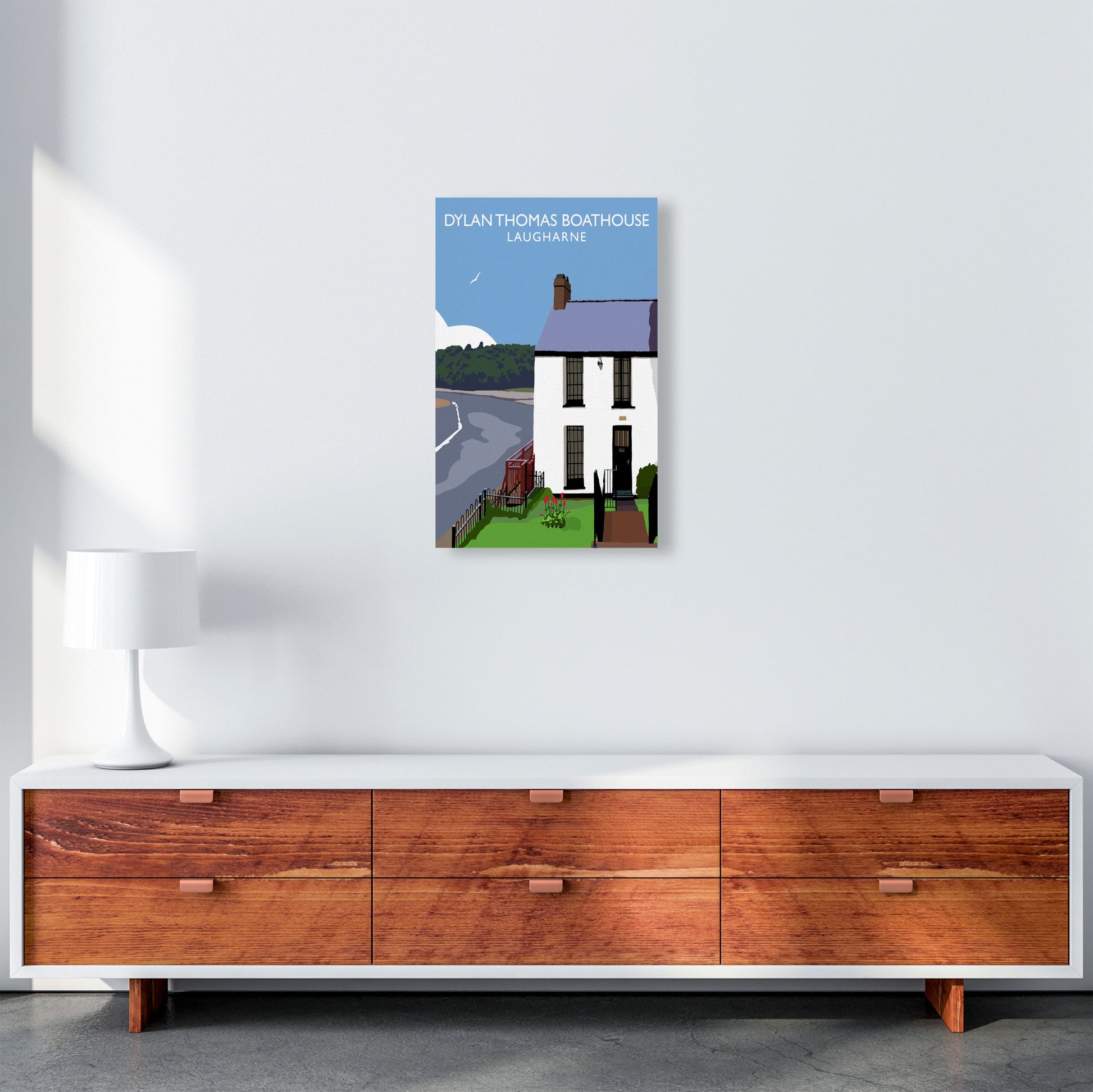 Dylan Thomas Boathouse by Richard O'Neill A3 Canvas