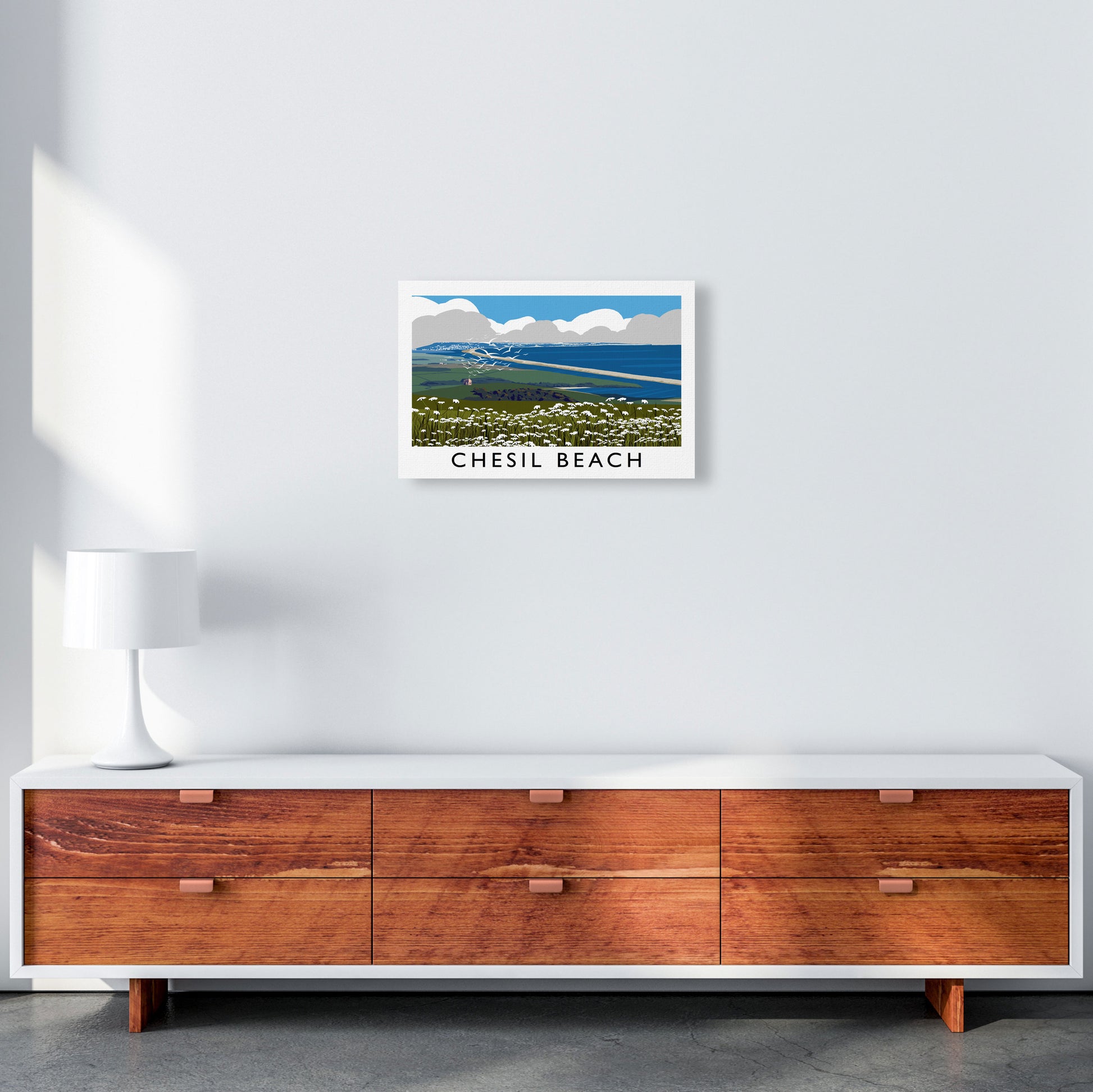 Chesil Beach Framed Digital Art Print by Richard O'Neill A3 Canvas