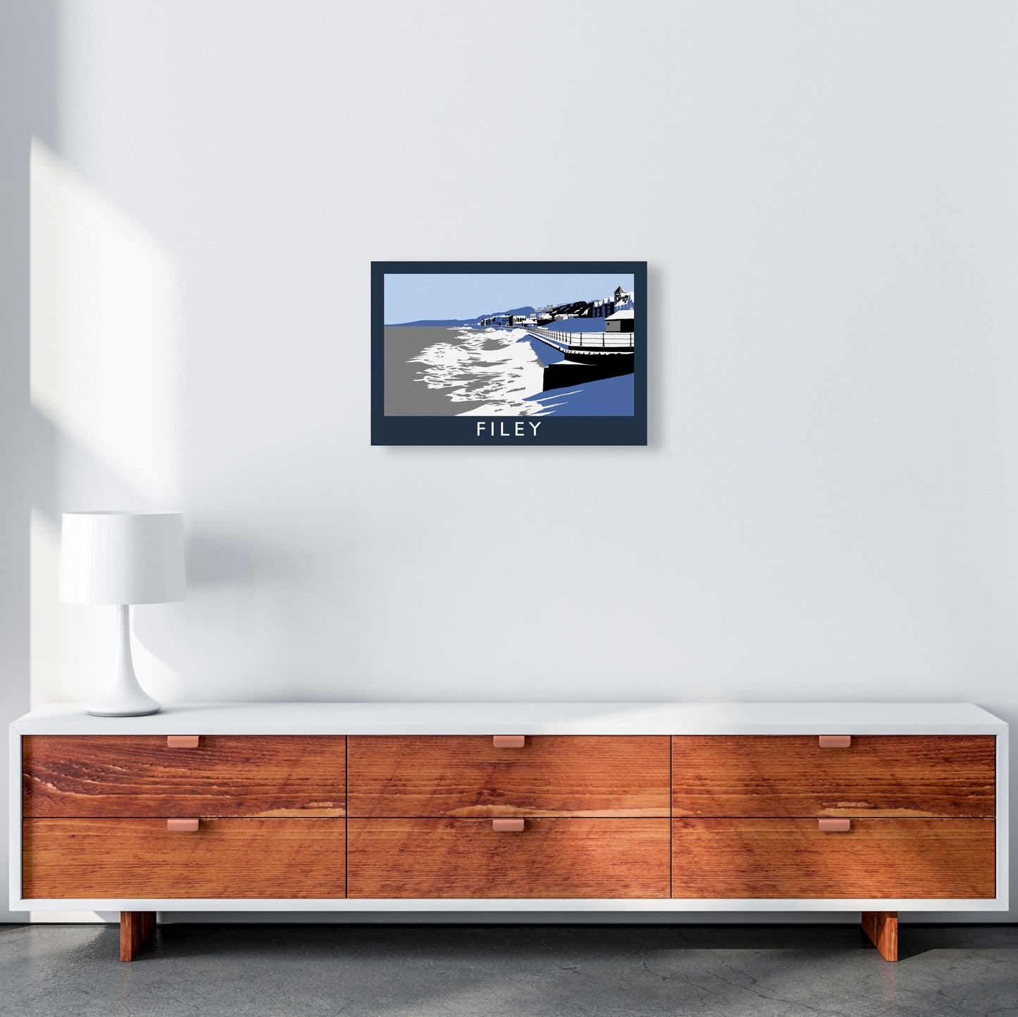 Filey In Snow by Richard O'Neill A3 Canvas