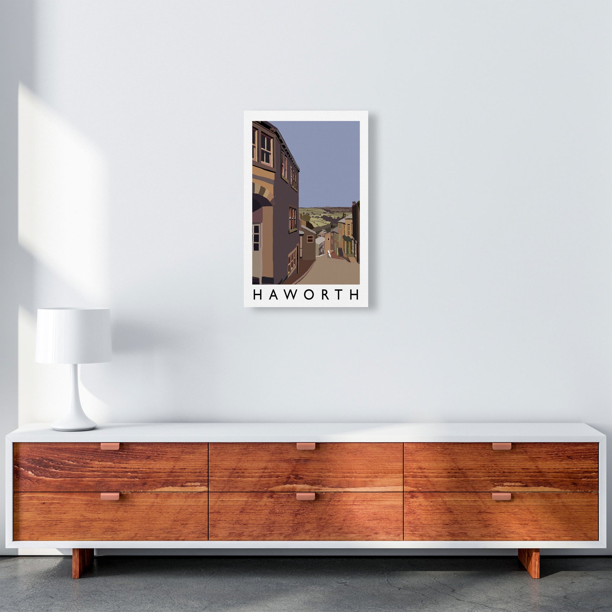 Haworth Travel Art Print by Richard O'Neill, Framed Wall Art A3 Canvas